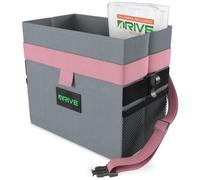 Drive Auto Products Car Bin - Medium Rubbish Bins for Stowing and Tidying w/ Disposable Liners and Adjustable Pink Strap - Car Essentials