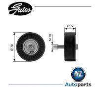 GATES T36199 Deflection / Guide Pulley, v-ribbed belt