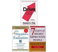 Drive Daniel H. Pink, 4 Disciplines of Execution, The 7 Habits of Highly Effective People 3 Books Collection Set