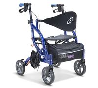Drive Devilbiss AirGo Fusion 2-in-1 Rollator and Transport Chair - Lightweight Folding Aluminium Rollator Walker with Seat, Backrest, 8” Wheels and Swing-Lock Footrests