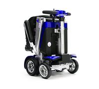 Drive Devilbiss Elite Auto Folding Electric Mobility Scooter/LED Front Headlight & USB Charging Port - Striking Design, Metallic Silver Finish, with Full Suspension for Smooth Riding -Blue