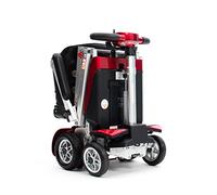 Drive Devilbiss Elite Auto Folding Electric Mobility Scooter/LED Front Headlight & USB Charging Port - Striking Design, Metallic Silver Finish, & Light-Up LCD Screen for Smooth Riding - Red