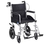 Drive DeVilbiss Expedition Plus Transit Chair - Manual Aluminium Folding Wheelchair for Adults (Silver)