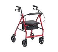 Drive DeVilbiss Lightweight Aluminium Rollator with Seat and Backrest - Four Wheel (8 Inch, Spirit Red)
