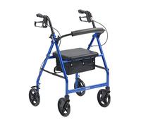 Drive DeVilbiss Lightweight Aluminium Rollator with Seat and Backrest - Four Wheel (8 Inch, Vivid Blue)