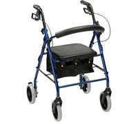 Drive Devilbiss R6 Blue Aluminium Rollator with Padded Seat and Vinyl Underseat Bag