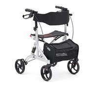 Drive DeVilbiss Rollator - 4 Wheel Walker with Seat, Backrest, Brakes - Shock-Absorbing Suspension System (Silver)