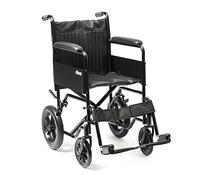 Drive Devilbiss S1 Economy Steel Transit Wheelchair with Solid Rear Wheels, 18 Inch Seat Width