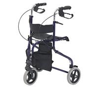 Drive Devilbiss Tri-Walker Walking Aid with Seat and backrest, Blue