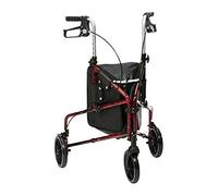 Drive Lightweight Aluminium Trombone Style Tri-Walker with Vinyl Bag, Flame Effect, Red