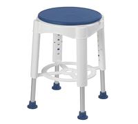 Drive Medical Bath Stool with Padded Rotating Seat, White with Blue Seat
