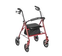 Drive Medical Four Wheel Rollator with Fold Up Removable Back Support, Red