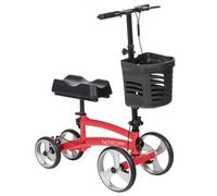 Drive Medical Nitro Glide Knee Walker, Red, Orthopaedic Mobility Aid with Adjustable Handlebar, Basket, Folding Design