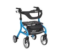 Drive Medical Nitro Sprint Foldable Rollator Walker with Seat, Standard Height Lightweight Rollator with Large Wheels, Folding Rolling Walker, Walker Rollator with Seat, Blue