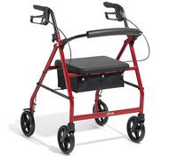 Drive Devilbiss R6 Red Aluminium Rollator with Padded Seat and Vinyl Underseat Bag