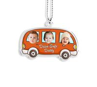 Drive Safe Daddy Car Ornament Hanging, Customized Car 1-5 Photo Cute Decoration, First Car Gifts from Son Daughter to Dad Mom Car Interior Decoration