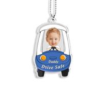 Drive Safe Daddy Car Ornament Hanging, Customized Car Photo Cute Decoration, First Car Gifts from Son Daughter to Dad Mom Car Interior Decoration