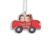 Drive Safe Daddy Car Ornament Hanging Personalized Car Mirror Pendant Engraved Text and Funny Photo First Car Gifts from Son Daughter to Dad Mom Car Interior Decoration (Style 2#G)