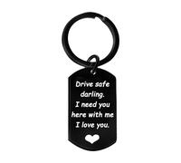 Drive Safe I Need You Here with Me Stainless Steel Gift Key Chain Appreciation Keychain Birthday Gift for Boyfriend Husband Dad Girlfriend Mom Valentines Day Christmas Gifts (Darling)