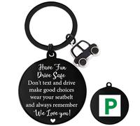 Drive Safe Keyring for New Driver - Driver Passed Driving Test Gifts for Girl Boy, 17th Birthday Present for Daughter Son (Black)