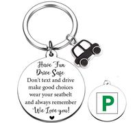 Drive Safe Keyring for New Driver - Driver Passed Driving Test Gifts for Girl Boy, 17th Birthday Present for Daughter Son (Silver)