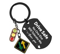 Drive Safe Keyring for New Drivers, No One Else Will Tolerate Me Humorous Warning with Traffic Light Arrow Charms, Father's Day Birthday Passed Test Gifts for Dad Teens Couples(Black Metal)