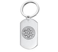 Drive Safe Magical Seal of Solomon Protection Keychain for Men Women, Inspirational Solomonic Geometric 12 Constellations Shatkona Star Talisman Symbol Key Ring, Pagan Amulets Gifts for Him Her