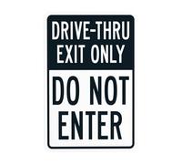 Drive Thru Exit Only Do Not Enter Metal Warning Sign with Easy Install for Indoor Outdoor Security, Business Office Home Garden Street Decor 20 x 30 cm