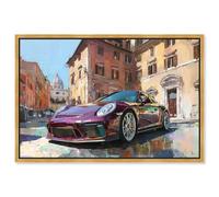 Drive to Rome Canvas Print Car Art by Art Remedy, Gold Frame, 15 x 10