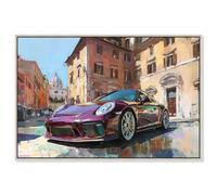 Drive to Rome Canvas Print Car Art by Art Remedy, Silver Frame, 30 x 20