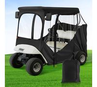 DRIVE UP Upgraded EZGO Driving Enclosure, Golf Cart Enclosure Fits for 2 Passengers EZGO RXV and TXT Golf Cart, 600D Waterproof Golf Cart Rain Cover with 2 Zippered Doors & 4-Sided Clear PVC Windows