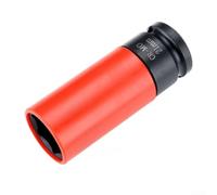 Drive Wheel Protector Socket 1/2 Inch For 17mm 19mm 21mm Lug Nuts Chromium Vanadium Steel With Plastic Sleeve To Save Alloy Rims From Scratches During Tire Change Red Yellow Coded Hand Tool(21mm)