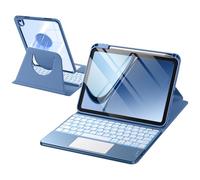 drivego 360 Rotating Keyboard Case for iPad A16 11th 10th Generation with 7 Color Backlit Trackpad, Magnetic Detachable Cover Wireless Keyboard for iPad 11th 2025 10th 2022 (11/10.9 inch), Blue