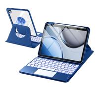 drivego 360 Rotating Keyboard Case for iPad A16 11th 10th Generation with 7 Color Backlit Trackpad, Magnetic Detachable Cover Wireless Keyboard for iPad 11th 2025 10th 2022 (11/10.9 inch), Navyblue