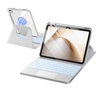 drivego 360 Rotating Keyboard Case for iPad A16 11th 10th Generation with 7 Color Backlit Trackpad, Magnetic Detachable Cover Wireless Keyboard for iPad 11th 2025 10th 2022 (11/10.9 inch), LightGrey