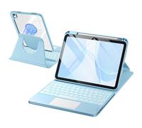 drivego 360 Rotating Keyboard Case for iPad A16 11th 10th Generation with 7 Color Backlit Trackpad, Magnetic Detachable Cover Wireless Keyboard for iPad 11th 2025 10th 2022 (11/10.9 inch), LightBlue