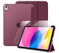 drivego Case for iPad A16 11th 10th Generation 2025/2022 & Screen Protector | 11/10.9 Inch, Slim Hard Translucent Back, Full Protective Set, Support Touch-ID, Auto Sleep/Wake, Wine-Red