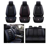 DRIVEMAX 5 Seats Car Seat Covers For Ford Focus 2004-2024, All-Weather Use Complete Set Seat Cushion Protector, Waterproof Front Rear Full Set Car Seat Covers Vehicle Cushion Covers, Blue Trim