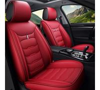 DRIVEMAX Waterproof Car Seat Covers Full Set, Pu Leather Car Front Rear Seat Protector Cushion Fit For Kia Mazda Nissan VW And More,Red