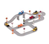 Driven by Battat - Construction Crew Pocket Playset - 57pc Toy Set with Trucks, Tracks, and Road Signs - Toys and Track Sets for Kids Aged 3 and Up