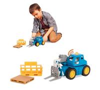 DRIVEN - Micro Telehandler - Toy Crane Truck with Crate, Basket, Light, and Sound - Trucks and Construction Toys for Kids Aged 3 and Up, Brown/a