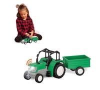 Driven - Micro Tractor - Green Toy Tractor with Light, Sound, & Detachable Trailer Farm Vehicle Toy for Kids 3+ (2 Pc)