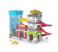 Driven by Battat - Big City Cruisin' Pocket Playset - 7pc Toy Set with Building, Taxi, Ramps, and Road Signs - Toys and Car Sets for Kids Aged 3 and Up