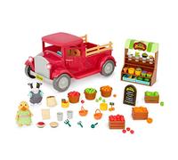 DRIVEN by Battat Li’l Woodzeez - Lil Woodzeez - Toy Pickup Truck - Farmer Stand Playset - Animal Figurines Included - Kids 3 Years + - Farmer's Market Truck - Deluxe