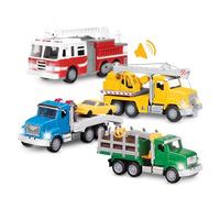 Driven by Battat - Micro Fleet - 6pc Playset with 4 Trucks, 1 Car, and 1 Ladder - Toy Trucks and Cars for Kids Aged 3 and Up