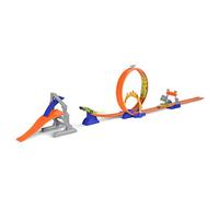 DRIVEN by Battat WH1216Z Set Stunt Jump Extreme - 16pc Track Playset with Ring of Fire, Landing Ramp, and 1 Pullback Race Cars and Toys for Kids Age 3+
