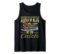 Driven By The Catch Bigfoot Fishing Bass Lake Vintage Retro Tank Top