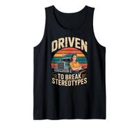 Driven to Break Stereotypes, Fun Retro Female Trucker Tank Top