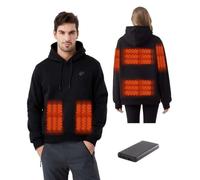 DriveNova Electric Heated Hoodie for Men Women, 6 Heating Zones Heated Sweatshirt with 10000mAh Battery, 3 Heat Settings Heated Jumper Mens for Hunting Skiing Riding Black