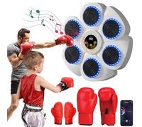 DriveNova Music Boxing Machine - Smart Music Punching Wall Mounted LED Light Punching Machine with Boxing Gloves, Bluetooth Connected 9 Modes 18 Speed and Counting Mode for Adult and Kid (White)